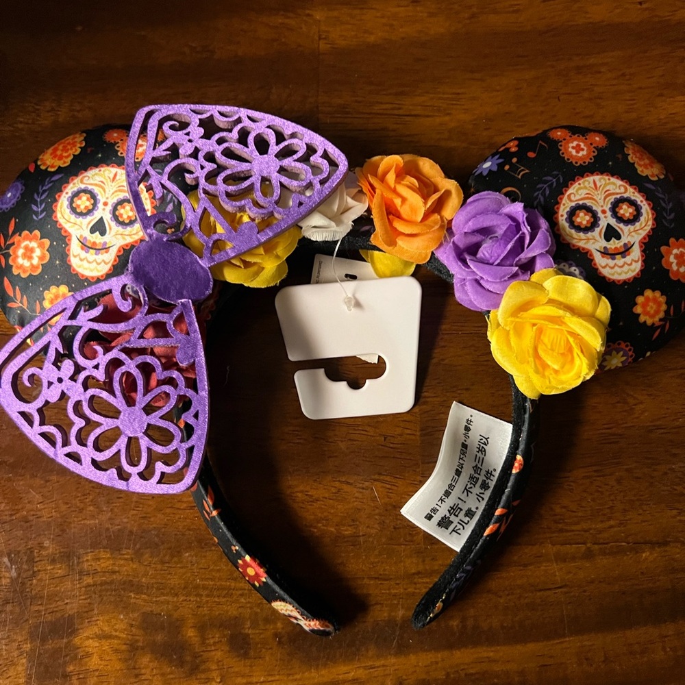 Disney Purple and Orange Floral Skull Headband
